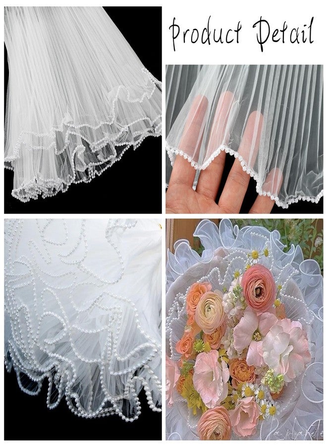 CCINEE 4.37 Yards Wavy Net Yarn Flower Wrapping Mesh Paper, Pearl White, Perfect for DIY Crafts, Birthdays, Weddings, Anniversaries, Mother's Day, Graduation - Image 3