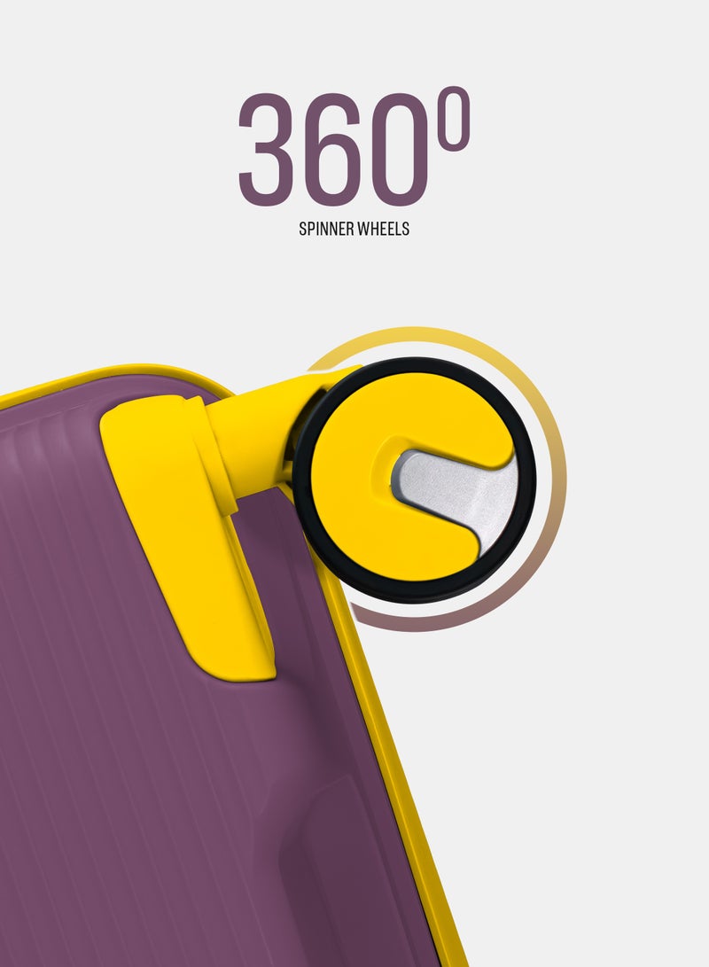 BRITISH TOURISTER Polypropylene Spinner Check In Medium Luggage Trolley 24 Inch Purple - Image 4