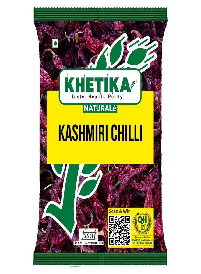 Khetika Naturale Kashmir Chilli 100 grams | Whole Kashmiri Mirchi | Rich in Antioxidants | Pesticides Free | Hygienically Sealed - Image 1