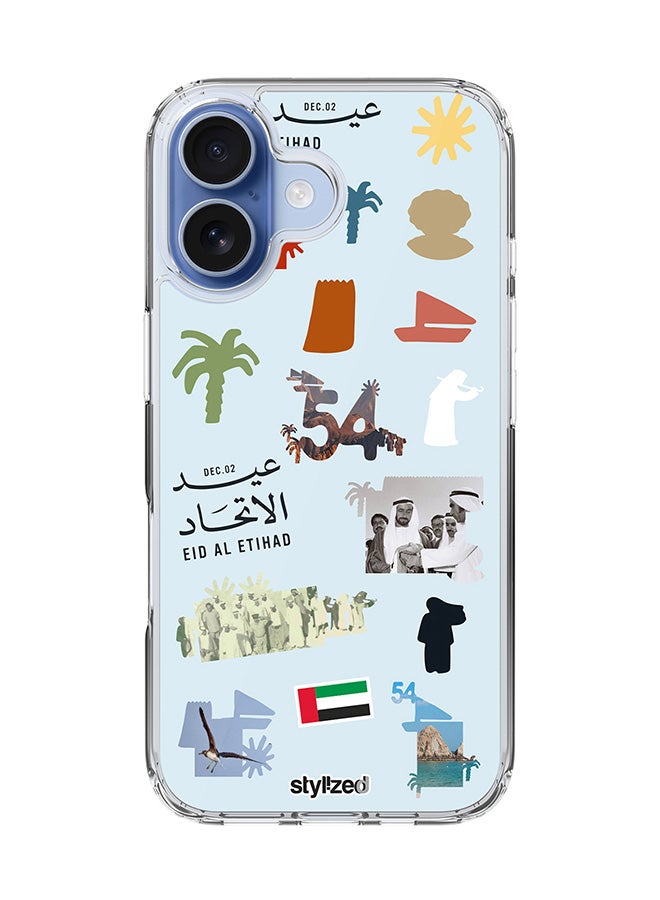 Stylizedd غطاء آيفون 17 [متوافق مع MagSafe] غطاء مغناطيسي رقيق شفاف - عيد الاتحاد 54 لدولة الإمارات العربية المتحدة، أزرق فاتح - Image 1