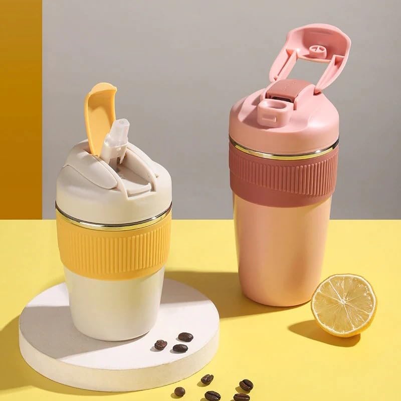 daiDokoro Stainless Steel Double Wall Insulated Leak Proof Travel Coffee Tumbler with Inbuilt for Hot/Cold Drinks - (480 ML, Turmeric) - Image 3