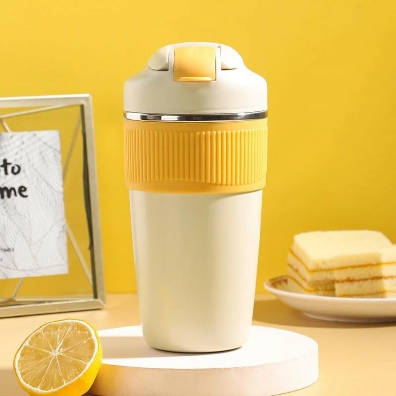 daiDokoro Stainless Steel Double Wall Insulated Leak Proof Travel Coffee Tumbler with Inbuilt for Hot/Cold Drinks - (480 ML, Turmeric) - Image 1