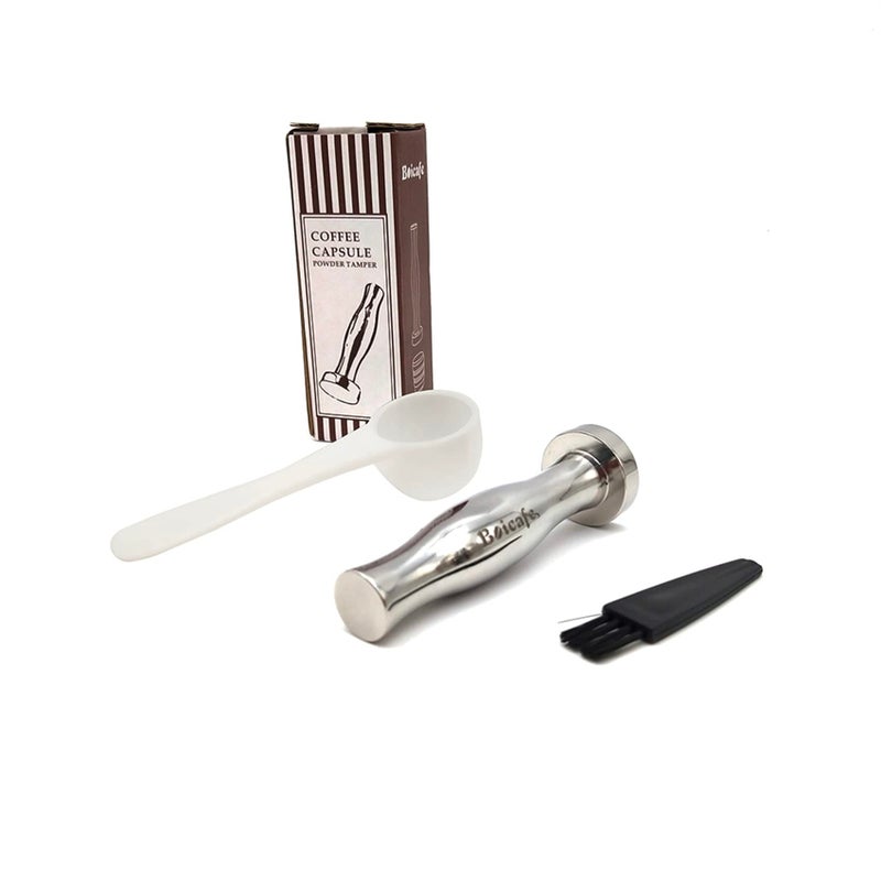 Boicafe Coffee Tamper 24mm Espresso Tamper 24mm304 Stainless Steel Espresso Coffee Tamper 24mm with Scoop and Brush