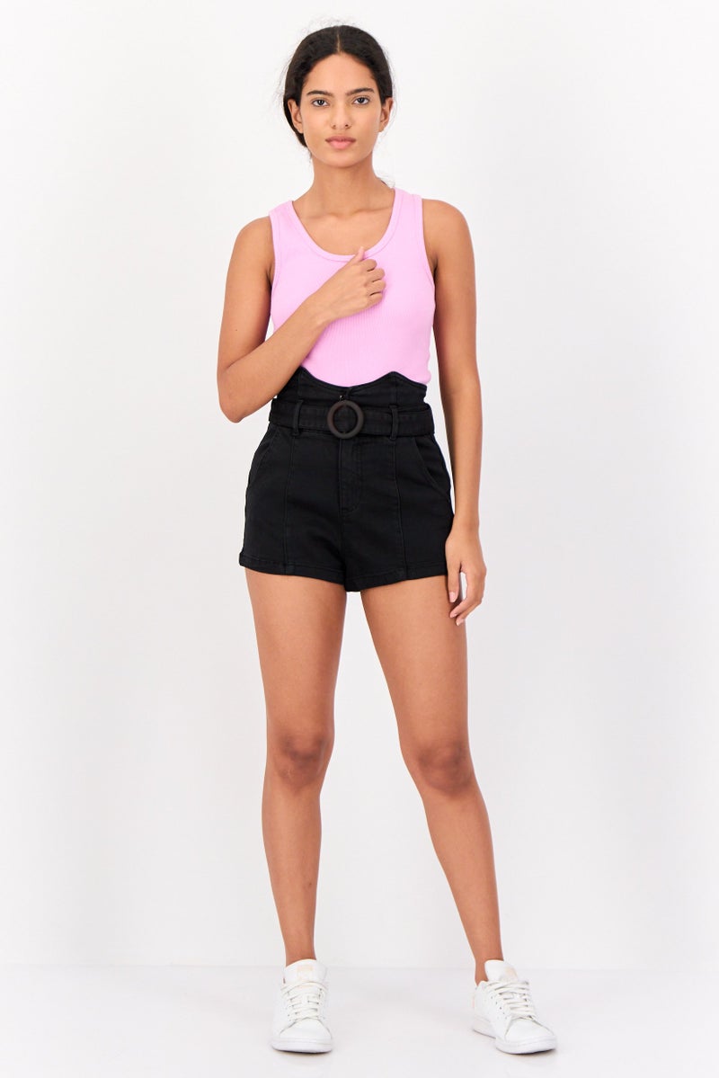 ONLY Women Solid Denim Shorts, Black - Image 4