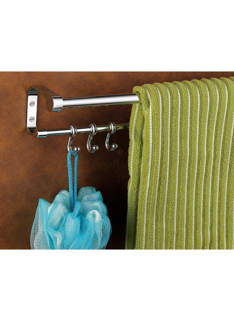 iSTAR iSTAR L Shape Double Rod Towel Rod Silver Towel Holder 24 inch Longer 2 Bar Towel Rod Stand (Stainless Steel) (Pack of 1)  - Image 3