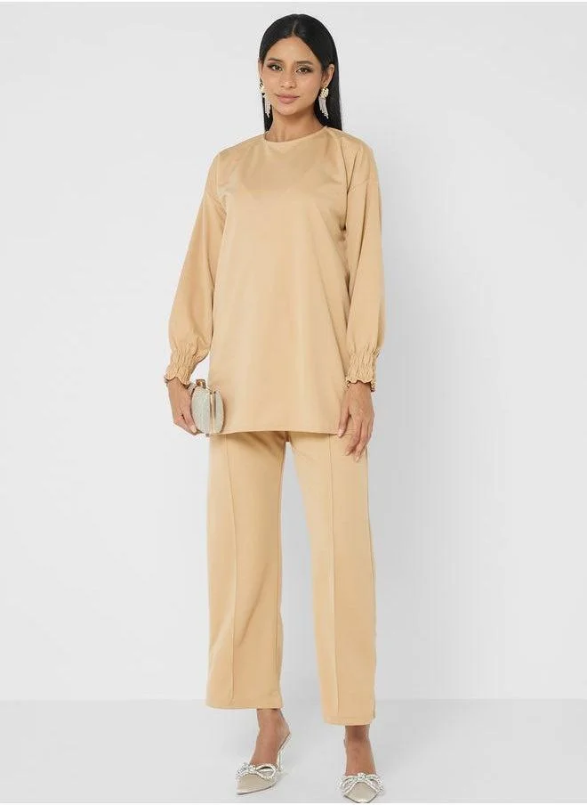 Refka by modanisa Crew Neck Top And High Waist Pants