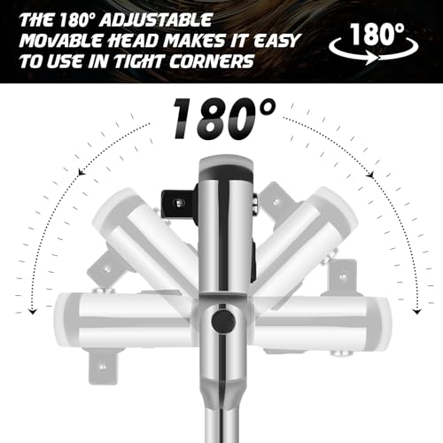 DISEN 3-Piece Extendable Flex-Head Ratchet Wrench Set with EVA Storage Case - 1/4", 3/8", 1/2" Drive, 72-Tooth, Rubber Grip, Adjustable Length - Professional Automotive and DIY Tools - Image 3