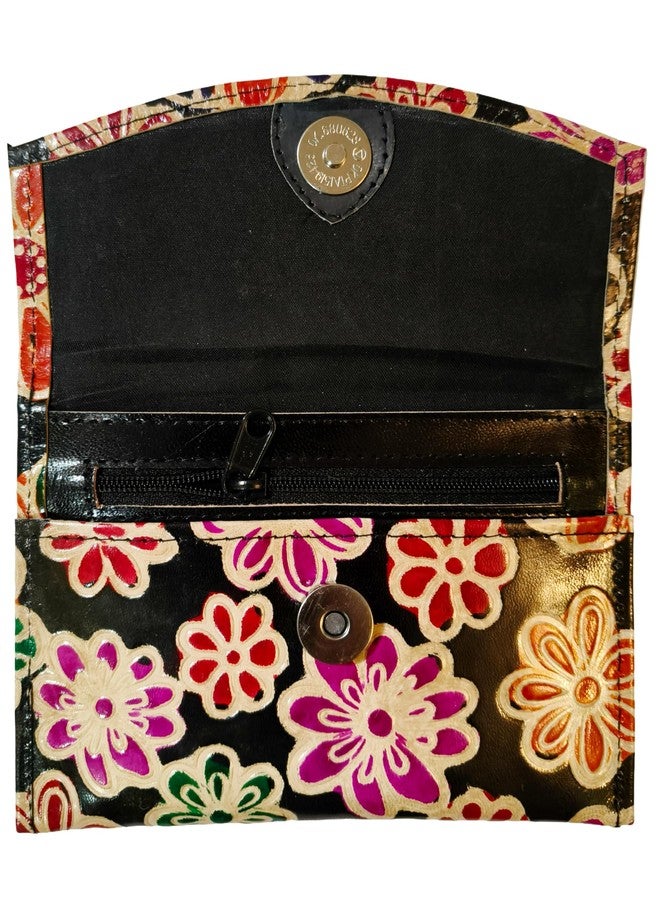 CLASSIQUE Shantiniketan Leather Clutch 6 Inch Multicolour (Black) - Image 3