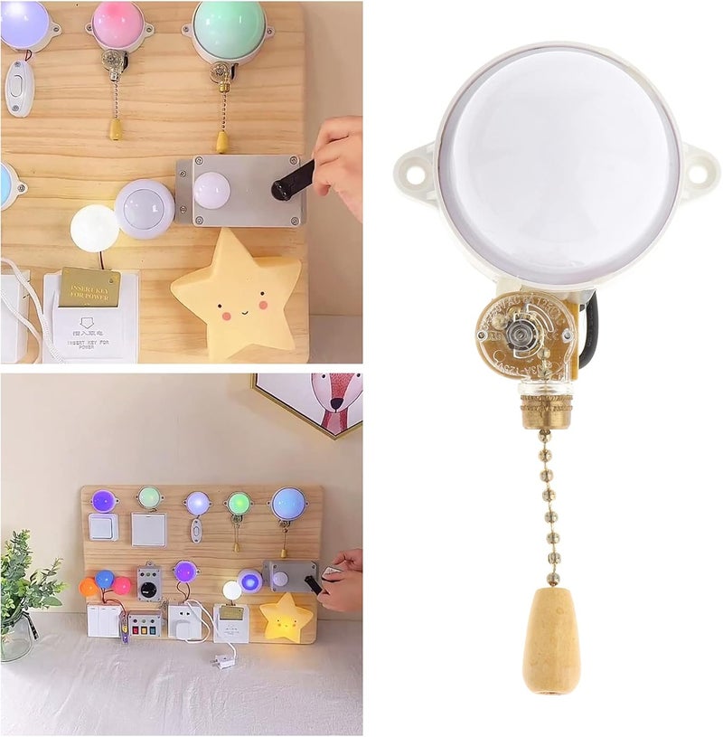 klarako Montessori Busy Board Material Kit Plug Socket Electrical Switch for Toddlers Educatiol Toy Learning Activities for Practical Skills Toy for Kids - Pull Light Large - Image 2