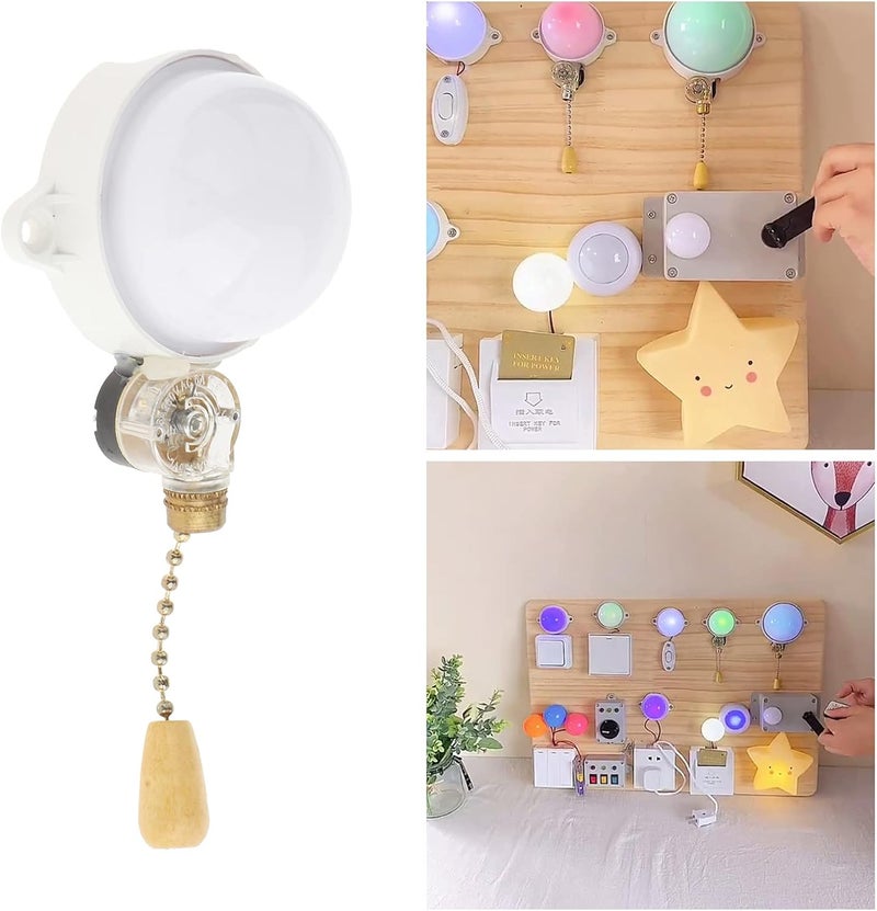 klarako Montessori Busy Board Material Kit Plug Socket Electrical Switch for Toddlers Educatiol Toy Learning Activities for Practical Skills Toy for Kids - Pull Light Large - Image 3