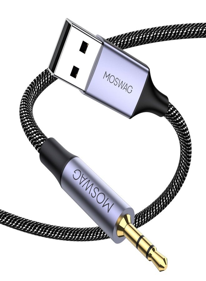 MOSWAG محول صوت MOSWAG USB إلى 2.5 مم TRS، كابلات تمديد سماعات رأس مصنوعة من النايلون لأجهزة ويندوز، لينوكس، أندرويد، كمبيوتر شخصي، لابتوب، سماعات رأس - Image 1
