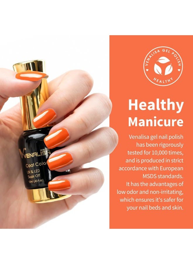 V VENALISA VENALISA Orange Gel Nail Polish, 12ml Classic Neon Orange Gel Polish Bright Orange Color Soak Off UV LED Nail Gel Polish Nail Art Starter Manicure Salon DIY at Home, 0.43 OZ - Image 3
