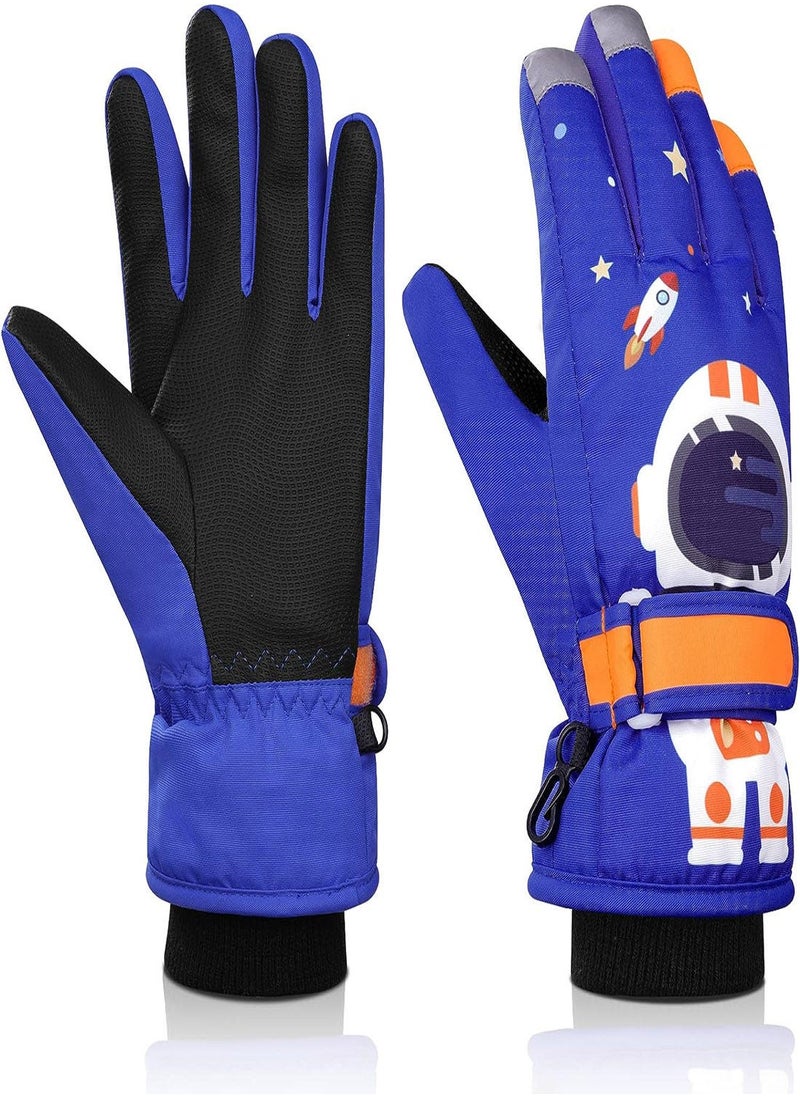 Generic - Kids Ski Gloves, Waterproof Snowboarding Gloves, Winter Skiing Gloves Thermal Snow Gloves with Adjustable Cuffs, for Children Boys Cycling, Skiing, Skating, Hiking, Kids Winter Gloves - Image 1