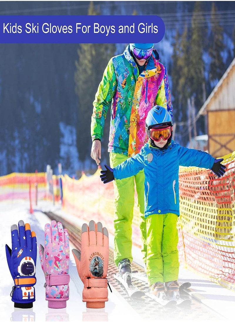 Generic - Kids Ski Gloves, Waterproof Snowboarding Gloves, Winter Skiing Gloves Thermal Snow Gloves with Adjustable Cuffs, for Children Boys Cycling, Skiing, Skating, Hiking, Kids Winter Gloves - Image 1