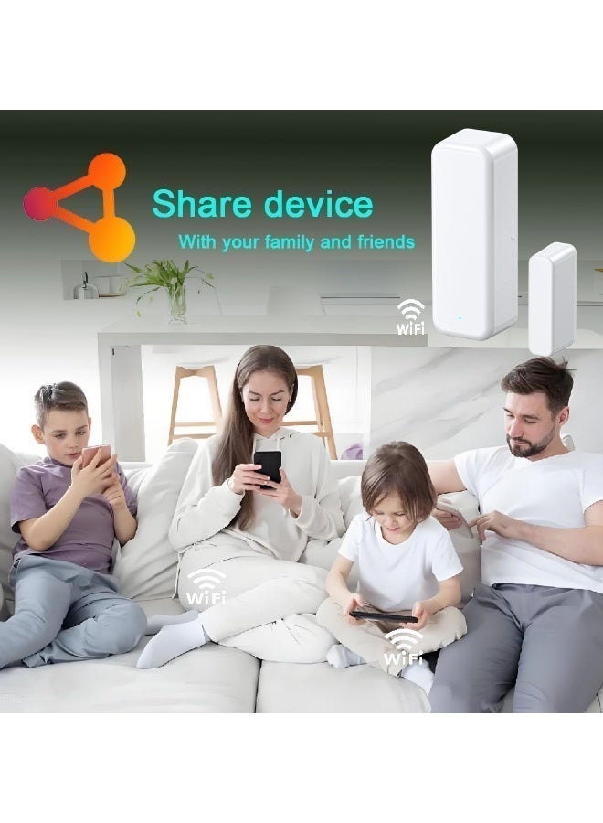 Smart Wifi Door & Window Sensor  - App Controlled Voice Assistant Compatible , Instant Alerts - White - Image 4