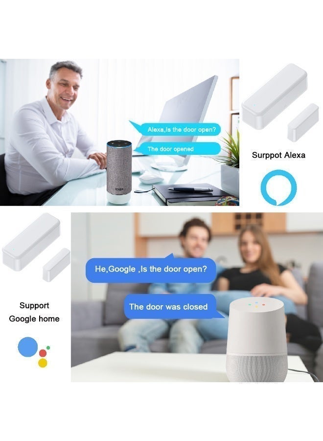 Smart Wifi Door & Window Sensor  - App Controlled Voice Assistant Compatible , Instant Alerts - White - Image 5