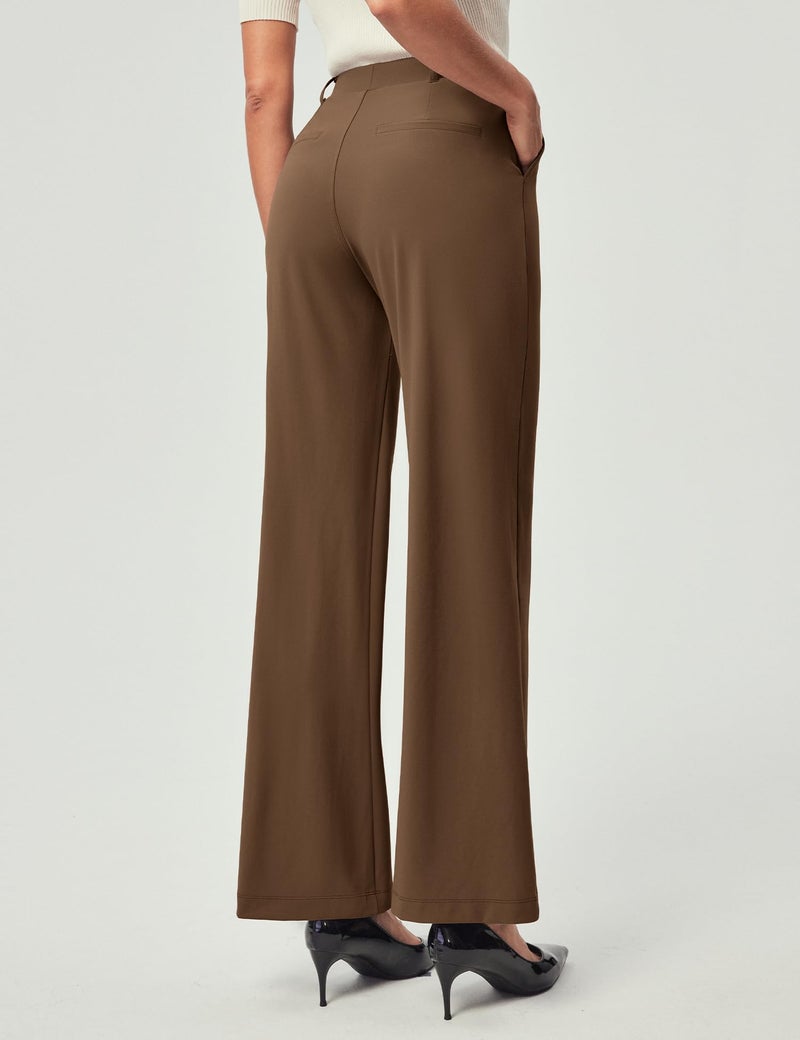 IUGA Womens Dress Pants Wide Leg Pull On Stretchy Work Pants Women High Waisted Business Casual Trousers with Pockets - Image 1