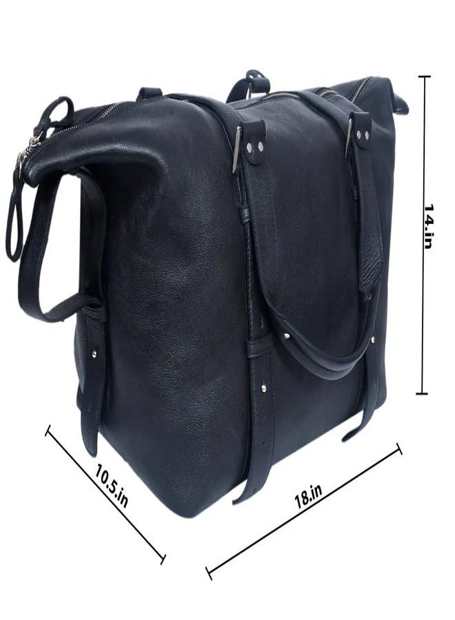 Orbit Art Gallery Cow Leather Duffle Bag with Shoe Compartment Weekend Bag Vacation Holidays Travel Bag Best Men Gift Groomsmen Gift 30 Inches, Black, Travel Duffle Bag With Adjustable Strap - Image 3