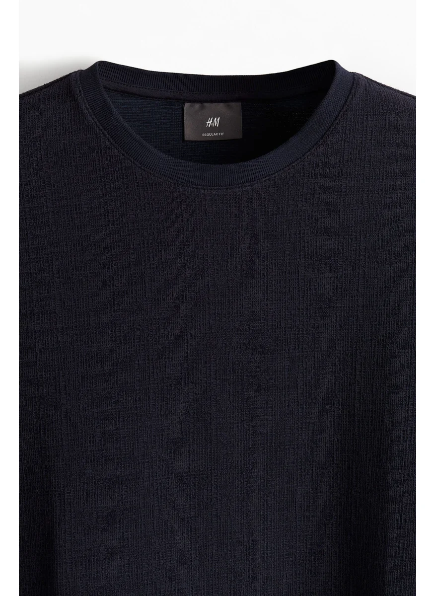 H&M Regular Fit Textured T-Shirt