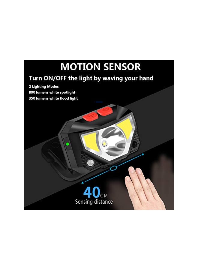 SKY-TOUCH Pritzker 2 Pack Rechargeable Headlamp Flashlight 800 Lumens Motion Sensor Head Lamp Ipx4 Waterproof Bright White Cree Led And Red Light Perfect For Running Camping Hiking Black - Image 2