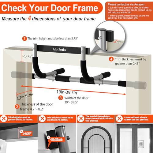 Ally Peaks Pull Up Bar for Doorway,Multiple Levels Width Adjustable Pull Up Bar Accurately Match Wide and Narrow doorframe,Indoor Chin-Up Bar Workout Bar,USA Original Patent - Image 5