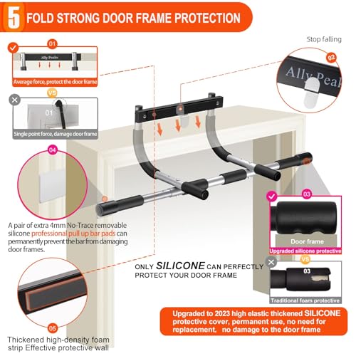 Ally Peaks Pull Up Bar for Doorway,Multiple Levels Width Adjustable Pull Up Bar Accurately Match Wide and Narrow doorframe,Indoor Chin-Up Bar Workout Bar,USA Original Patent - Image 4