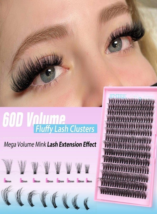 JIMIRE Fluffy Lash Clusters Volume Wispy 50D Thick Mink Eyelash Extensions 9-16mm 280Pcs Individual Lashes Beginners Friendly - Image 4