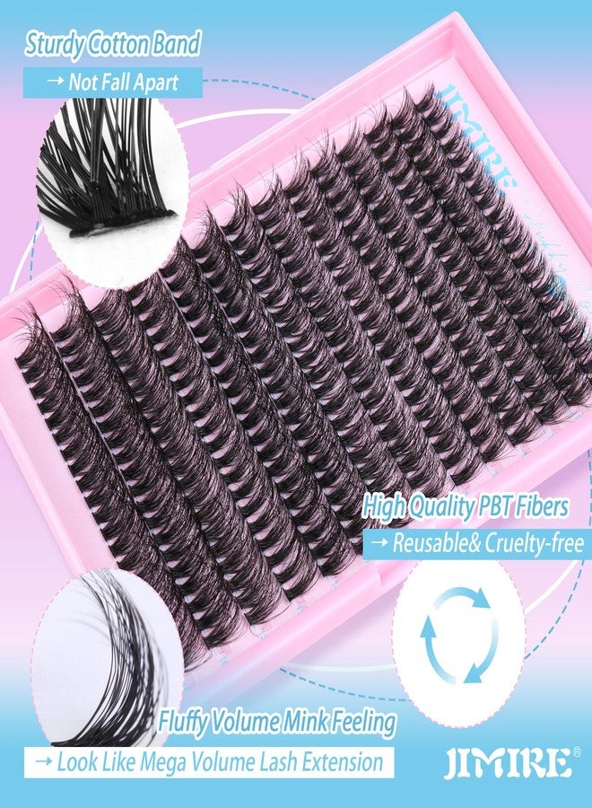 JIMIRE Fluffy Lash Clusters Volume Wispy 50D Thick Mink Eyelash Extensions 9-16mm 280Pcs Individual Lashes Beginners Friendly - Image 2