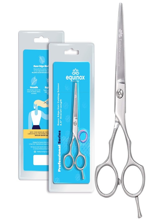 Equinox International Equinox Barber & Salon Styling Series Barber Hair Cutting Scissors/Shears 6.0" Overall Length Detachable Finger Rest High Quality Stainless Steel - Image 1