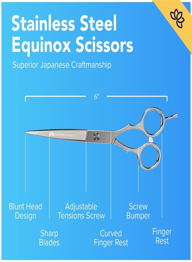 Equinox International Equinox Barber & Salon Styling Series Barber Hair Cutting Scissors/Shears 6.0" Overall Length Detachable Finger Rest High Quality Stainless Steel - Image 2