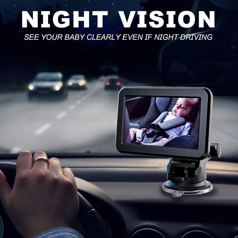 Itomoro Baby Car Mirror, Back Seat Baby Car Camera with HD Night Vision Function Display, Reusable Sucker Bracket, Wide View, 12V Cigarette Lighter, Easily Observe The Babyâ€™s Move - Image 3