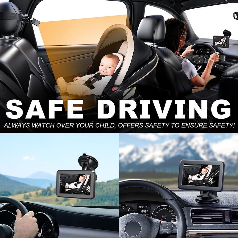 Itomoro Baby Car Mirror, Back Seat Baby Car Camera with HD Night Vision Function Display, Reusable Sucker Bracket, Wide View, 12V Cigarette Lighter, Easily Observe The Babyâ€™s Move - Image 2
