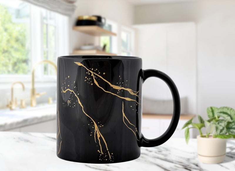 Gift Arcadia Black Copper Pipe Ceramic Mugs to Gift to Best Friend, Tea Mugs, Microwave Safe Coffee Mugs, (Set of 1) - Image 3