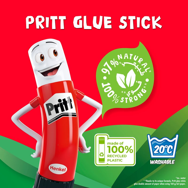 Pritt Idh:1636859 Pritt Glue Stick Packe Of:4 Stick Saf, For Arts & Crafts Activities, Strong-Hold Adhesive For School & Office, 4X22G Transparent Pritt - Image 3