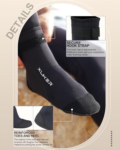 XUKER Neoprene Water Socks 3mm, Sand Proof Beach Volleyball Socks Diving Socks for Outdoor Water Sports - Image 4
