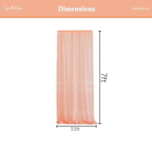 SpecialYou.in Special You Peach Backdrop for Decoration - Mandir Curtain, Net Curtain for Birthday, Wedding, Pooja and Home Decoration - 2 Pcs - Image 4