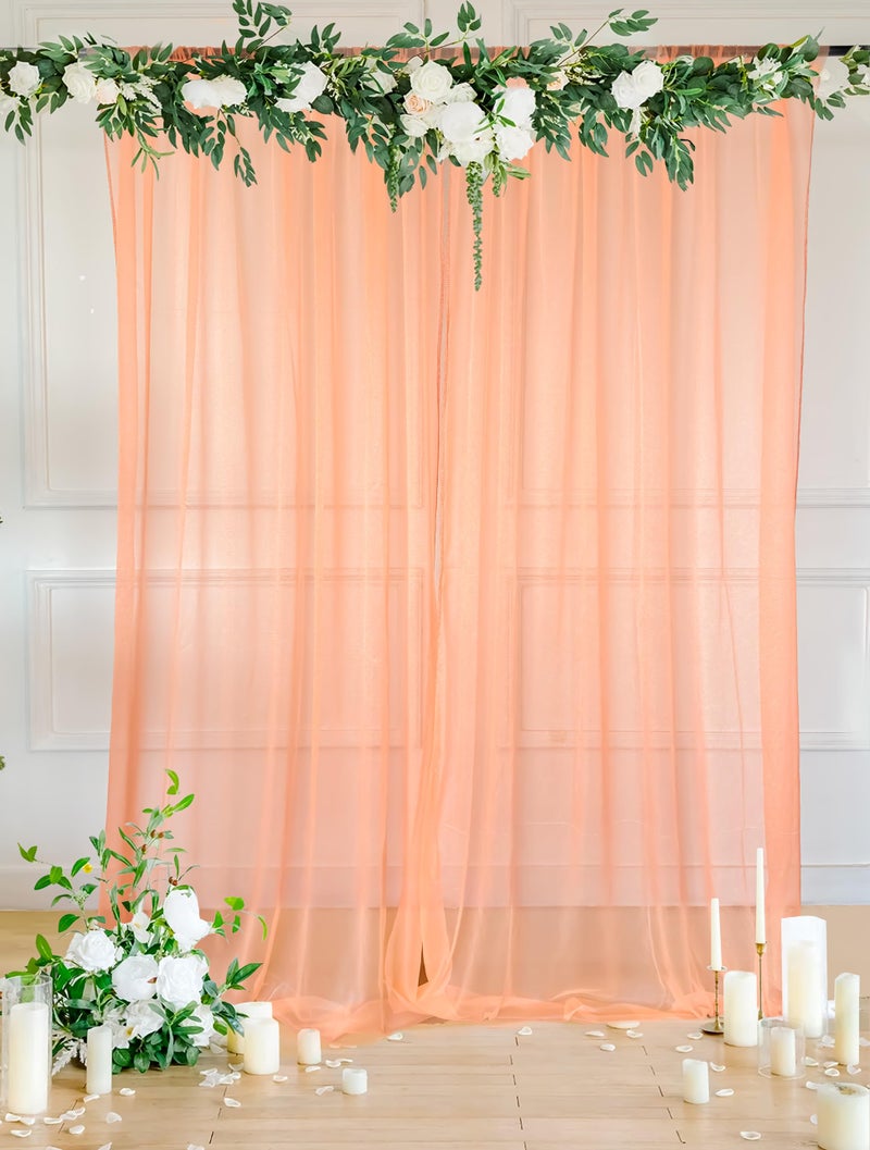 SpecialYou.in Special You Peach Backdrop for Decoration - Mandir Curtain, Net Curtain for Birthday, Wedding, Pooja and Home Decoration - 2 Pcs - Image 1