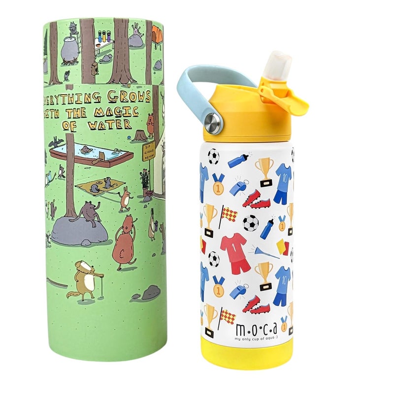 Moca Kids Water Bottle 550ml | Stainless Steel Sipper Bottle for Kids with Soft Nozzle |Boys & Girls KIds Leak-Proof Bottle for School & Travel | Non-Slip Base (Striker) - Image 1