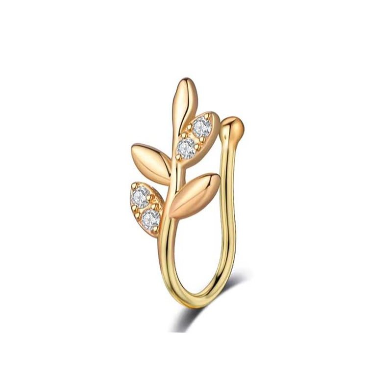 RUVEE Nose & Ear Clip Gold Plated Pin Non Pierced Just Press for Women & Girls - Image 1