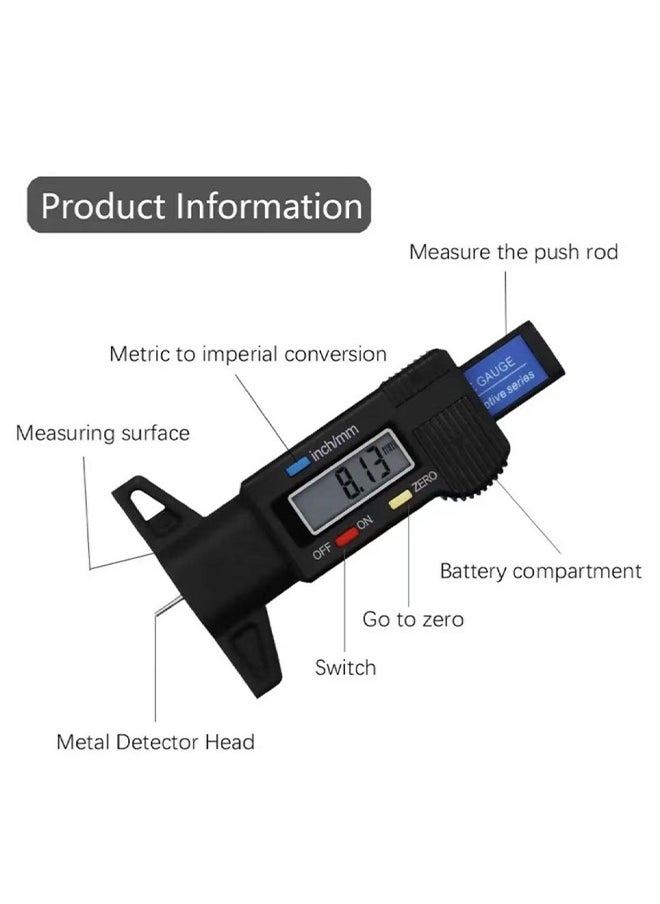 Generic Tire Tread Depth Gauge, Digital Tire Tread Depth Gauge, 0-25.4 MM Inch Tyre Guage Digital with LCD Display Tread Checker Tire Tester, Tire Tread Depth Measuring Tool for Cars Trucks Vans SUV  - Image 2
