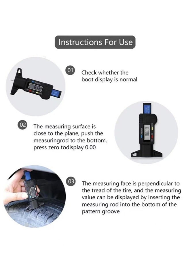 Generic Tire Tread Depth Gauge, Digital Tire Tread Depth Gauge, 0-25.4 MM Inch Tyre Guage Digital with LCD Display Tread Checker Tire Tester, Tire Tread Depth Measuring Tool for Cars Trucks Vans SUV  - Image 3