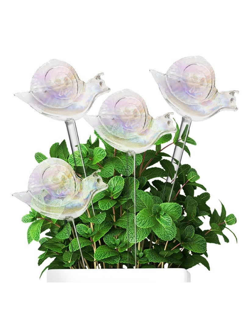 Generic Snail Plant Watering Globes Iridescent Self Watering Planter Insert Glass Plant Watering Devices for Indoor and Outdoor Plants Accessories Plant Self Watering Devices 4 Pcs  - Image 1