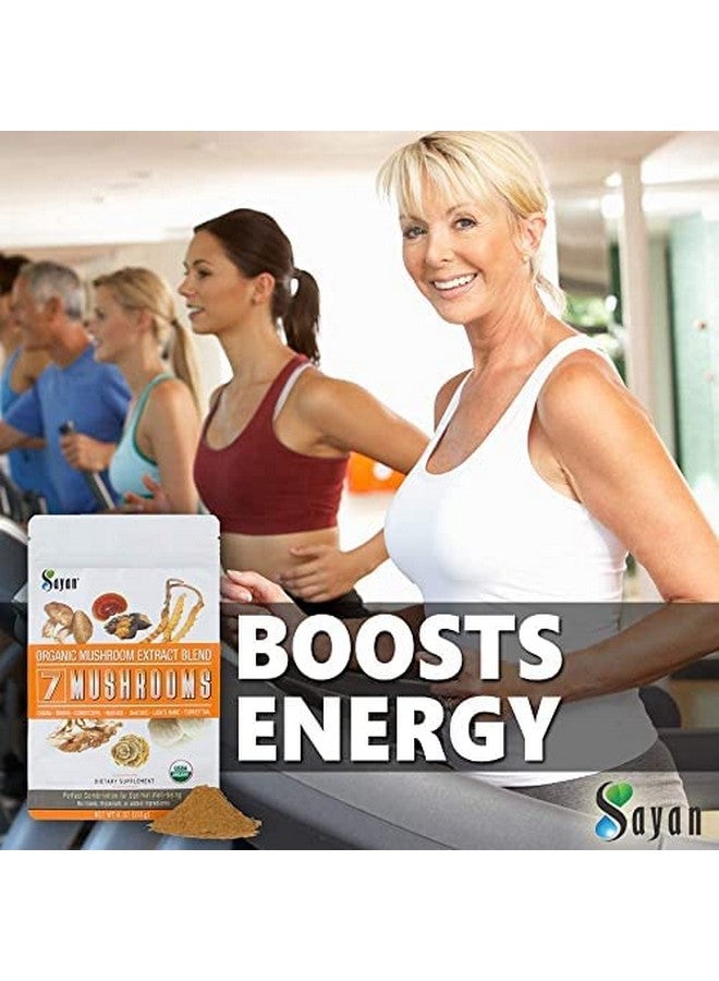 sayan 7 Mushrooms Usda Organic Extract Powder Blend Supplement 4 Oz / 113G Chaga Reishi Cordyceps Maitake Shiitake Lion Mane And Turkey Tail No Fillers Add To Coffee Or Tea Fruiting Body - Image 4