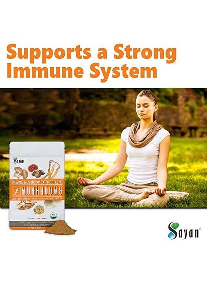 sayan 7 Mushrooms Usda Organic Extract Powder Blend Supplement 4 Oz / 113G Chaga Reishi Cordyceps Maitake Shiitake Lion Mane And Turkey Tail No Fillers Add To Coffee Or Tea Fruiting Body - Image 5
