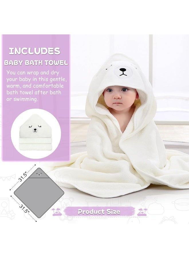 MoreFeel Collapsible Baby Bathtub for Newborn with Thermometer & 1 Hooded Towel & 1 Soft Floating Cushion - Image 3