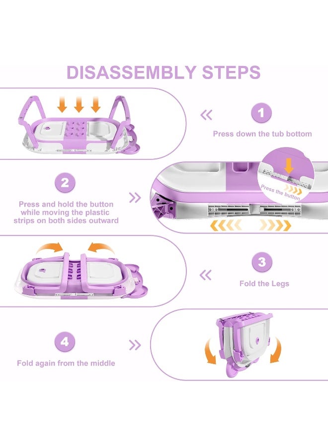 MoreFeel Collapsible Baby Bathtub for Newborn with Thermometer & 1 Hooded Towel & 1 Soft Floating Cushion - Image 5