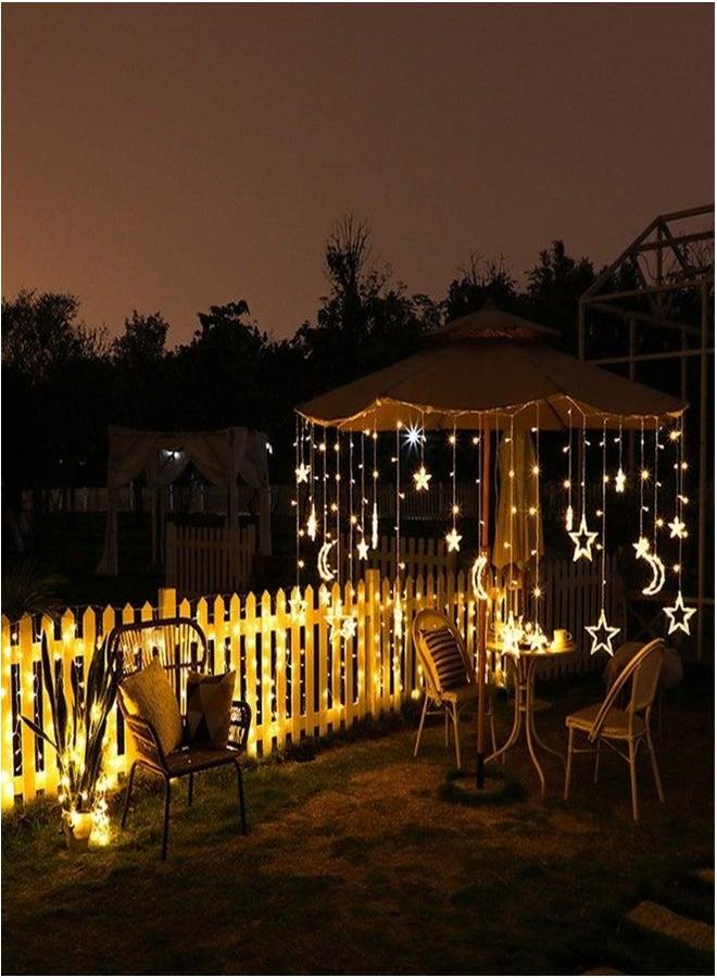 HOMESTAR أضواء زينة رمضان 3.5 م ستارة زخرفية على شكل نجوم وأقمار إضاءة ليد لزينة المنزل والحفلات تعمل ببطارية USB - Image 3