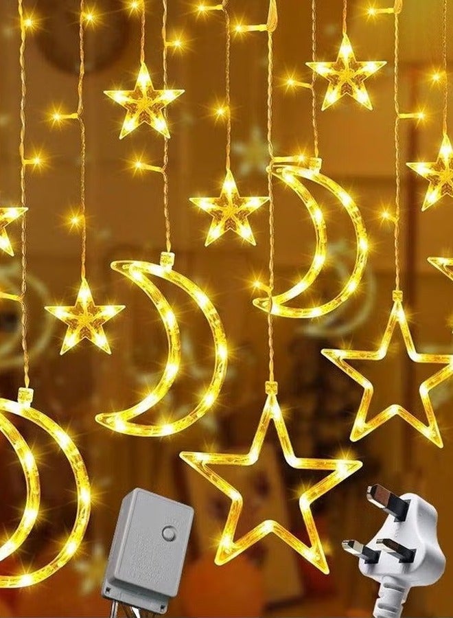 HOMESTAR أضواء زينة رمضان 3.5 م ستارة زخرفية على شكل نجوم وأقمار إضاءة ليد لزينة المنزل والحفلات تعمل ببطارية USB - Image 2