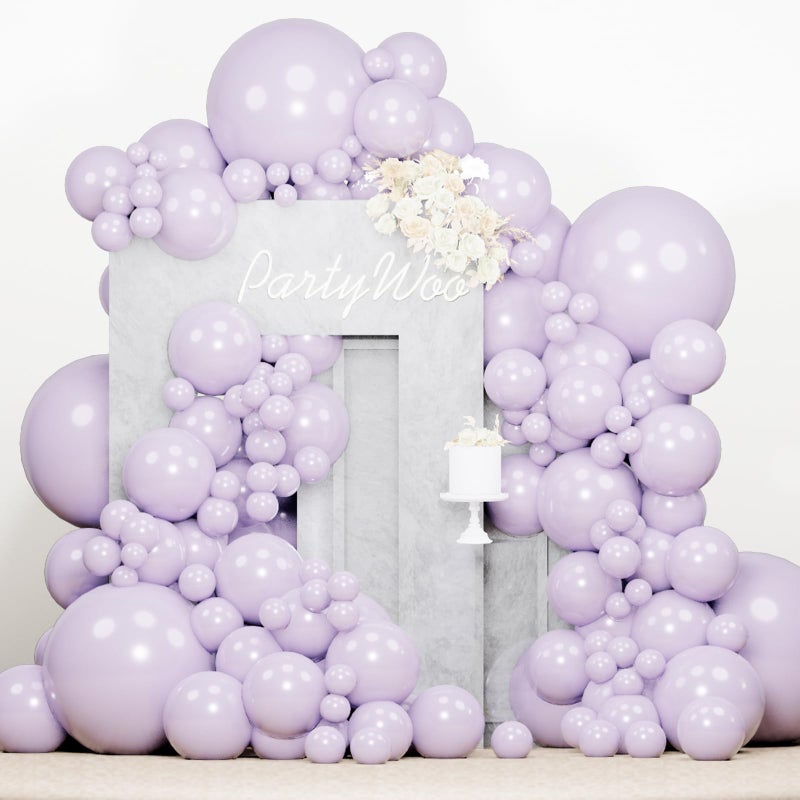 PartyWoo Pearl Lavender Balloons 140pcs Different Sizes Pack of 18 12 10 5 Inch Pearl Light Pastel Purple Lilac Balloon Arch Kit for Bachelorette Fairy Girl Birthday Party Decorations Purple-Z32 - Image 1
