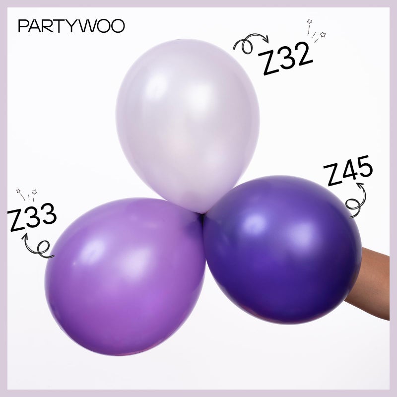 PartyWoo Pearl Lavender Balloons 140pcs Different Sizes Pack of 18 12 10 5 Inch Pearl Light Pastel Purple Lilac Balloon Arch Kit for Bachelorette Fairy Girl Birthday Party Decorations Purple-Z32 - Image 4